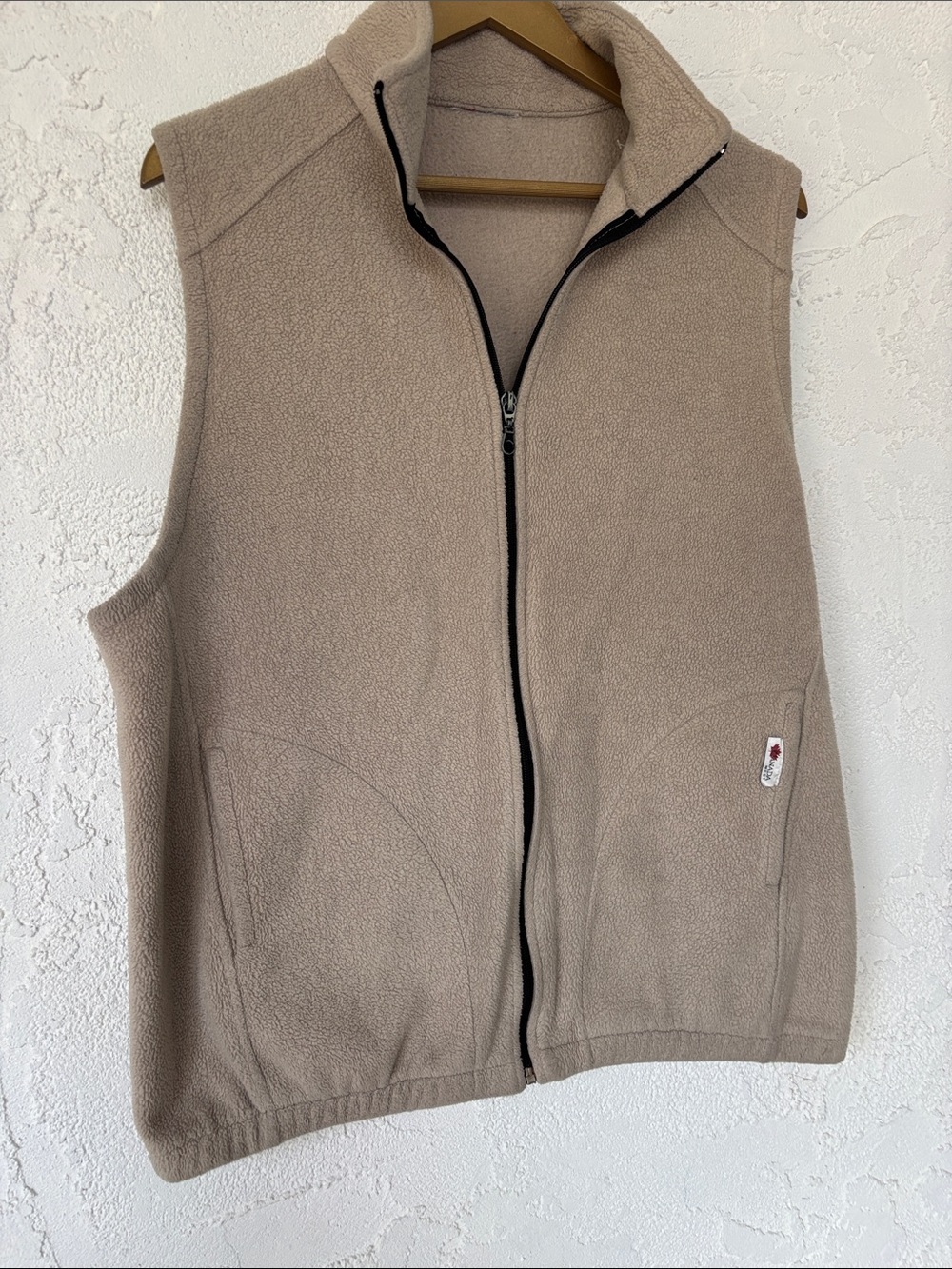 Men's Beige Fleece Zip Vest